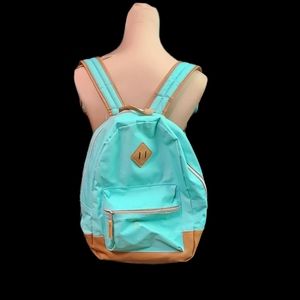 Aqua blue canvas  full size backpack